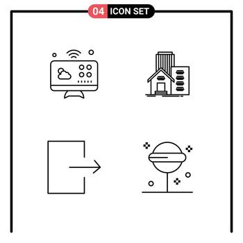 Modern Set of 4 Filledline Flat Colors and symbols such as communications arrow internet of things real send Editable Vector Design Elements