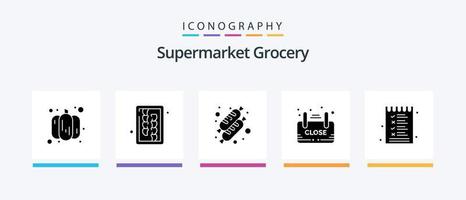 Grocery Glyph 5 Icon Pack Including menu. food. cake. shop. sign. Creative Icons Design vector