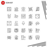 Group of 25 Modern Lines Set for research financial smart house data map Editable Vector Design Elements