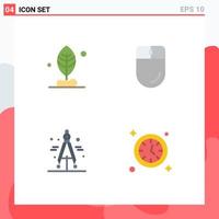 4 Creative Icons Modern Signs and Symbols of leaf science cursor mouse clock Editable Vector Design Elements