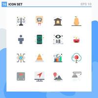 Universal Icon Symbols Group of 16 Modern Flat Colors of people avatar bank pear food Editable Pack of Creative Vector Design Elements