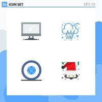 Set of 4 Commercial Flat Icons pack for computer global imac cloud international Editable Vector Design Elements