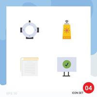 Group of 4 Flat Icons Signs and Symbols for diving student notes beach student computer Editable Vector Design Elements