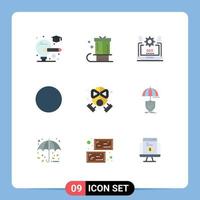 Universal Icon Symbols Group of 9 Modern Flat Colors of mask fire seo round configuration Editable Vector Design Elements