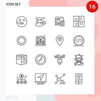 Outline Pack of 16 Universal Symbols of part financial stone calculation budget Editable Vector Design Elements