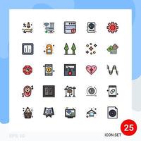 25 iconos creativos, signos y símbolos modernos de pase de buceo de verano, servidor de instructor de buceo robot, elementos de diseño vectorial editables vector