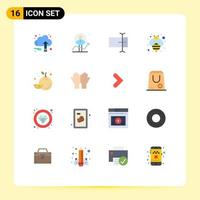 Pictogram Set of 16 Simple Flat Colors of fruit honey analytics fly input Editable Pack of Creative Vector Design Elements