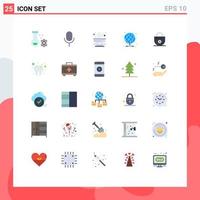Set of 25 Modern UI Icons Symbols Signs for business proxy bowl internet fall Editable Vector Design Elements