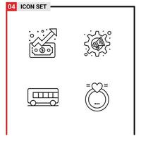 Modern Set of 4 Filledline Flat Colors Pictograph of graph transport money speaker ring Editable Vector Design Elements