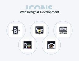 Web Design And Development Line Filled Icon Pack 5 Icon Design. development . mobile . web. designing vector