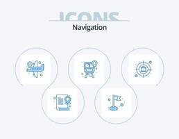 Navigation Blue Icon Pack 5 Icon Design. property. pin. airplane location. map. track vector