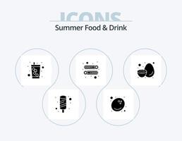 Summer Food and Drink Glyph Icon Pack 5 Icon Design. kiwi. fruits. soda. fruit. salad vector