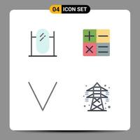 Group of 4 Flat Icons Signs and Symbols for floor electrical mirror arrow transmission Editable Vector Design Elements