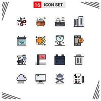 Universal Icon Symbols Group of 16 Modern Flat Color Filled Lines of arrow district computer business architecture Editable Creative Vector Design Elements