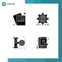 4 Solid Glyph concept for Websites Mobile and Apps gallery plumber setting globe system Editable Vector Design Elements