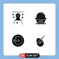 User Interface Pack of 4 Basic Solid Glyphs of architecture clock drafting cake support Editable Vector Design Elements