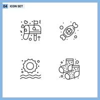 4 Universal Line Signs Symbols of box sun mail day dots Editable Vector Design Elements