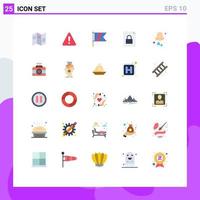 User Interface Pack of 25 Basic Flat Colors of drops allergy golf lock document Editable Vector Design Elements