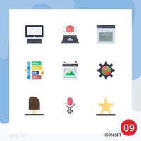 9 Thematic Vector Flat Colors and Editable Symbols of gallery marketing presentation advertisement website Editable Vector Design Elements