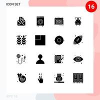 Mobile Interface Solid Glyph Set of 16 Pictograms of ladybird beetle calendar timetable planning Editable Vector Design Elements