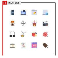 Group of 16 Modern Flat Colors Set for home gadget laptop drive computers Editable Pack of Creative Vector Design Elements