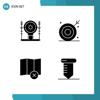 Universal Icon Symbols Group of 4 Modern Solid Glyphs of define shooting generation ambition clear Editable Vector Design Elements
