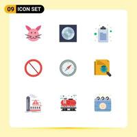 Set of 9 Modern UI Icons Symbols Signs for compass navigation clipboard ui garbage Editable Vector Design Elements