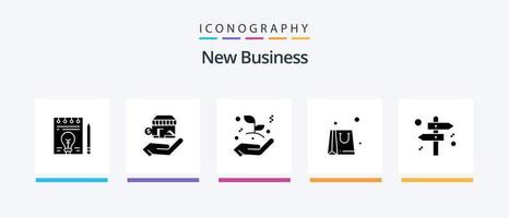 New Business Glyph 5 Icon Pack Including business . shop . leaf. growth. Creative Icons Design vector