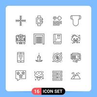 16 User Interface Outline Pack of modern Signs and Symbols of marketing business lock pampers briefs Editable Vector Design Elements