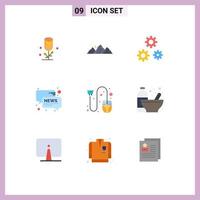 Stock Vector Icon Pack of 9 Line Signs and Symbols for cart message sun conversation service Editable Vector Design Elements