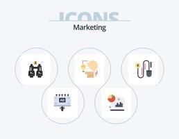 paquete de iconos planos de marketing 5 diseño de iconos. dólar. bulbo. prismáticos. cabeza. marketing vector