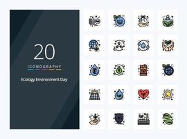 20 Ecology line Filled icon for presentation vector