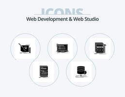 Web Development And Web Studio Glyph Icon Pack 5 Icon Design. computer. code. diagram. text. frame vector