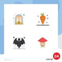 4 Flat Icon concept for Websites Mobile and Apps church bat nun thanksgiving halloween Editable Vector Design Elements