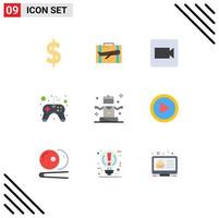 Group of 9 Modern Flat Colors Set for exercise game portfolio controller video Editable Vector Design Elements