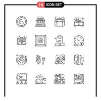 16 Creative Icons Modern Signs and Symbols of bag stand tube cupboard web Editable Vector Design Elements