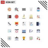 Pack of 25 Modern Flat Colors Signs and Symbols for Web Print Media such as graduation world barcode export document Editable Vector Design Elements