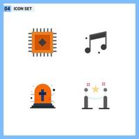 Set of 4 Modern UI Icons Symbols Signs for carpet barrier rope music halloween cross paling Editable Vector Design Elements