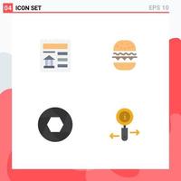 Mobile Interface Flat Icon Set of 4 Pictograms of basic camera bank eat photo Editable Vector Design Elements