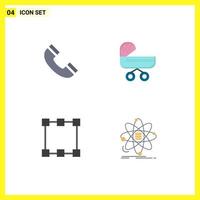 Pack of 4 Modern Flat Icons Signs and Symbols for Web Print Media such as call path ui kids rectangle Editable Vector Design Elements