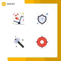 Pack of 4 Modern Flat Icons Signs and Symbols for Web Print Media such as delivery construction love secure tool Editable Vector Design Elements