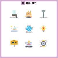 Set of 9 Modern UI Icons Symbols Signs for global therapy position table massage Editable Vector Design Elements