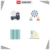 Group of 4 Flat Icons Signs and Symbols for car grid transparent preference breakfast Editable Vector Design Elements