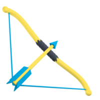 Arrow and bow 3D rendering isolated on transparent background. Ui UX icon design web and app trend png