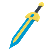 Sword 3D rendering isolated on transparent background. Ui UX icon design web and app trend png