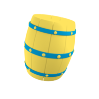 Wooden barrel 3D rendering isolated on transparent background. Ui UX icon design web and app trend png