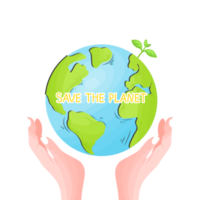 Hands holding planet earth, environment protection and save world png