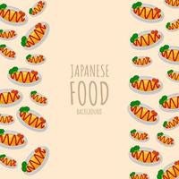 cartoon omurice, japanese food frame border background vector