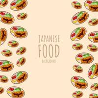 tonkatsu de dibujos animados, fondo de borde de marco de comida japonesa vector