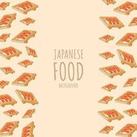 dibujos animados de sushi-salmón, fondo de borde de marco de comida japonesa vector